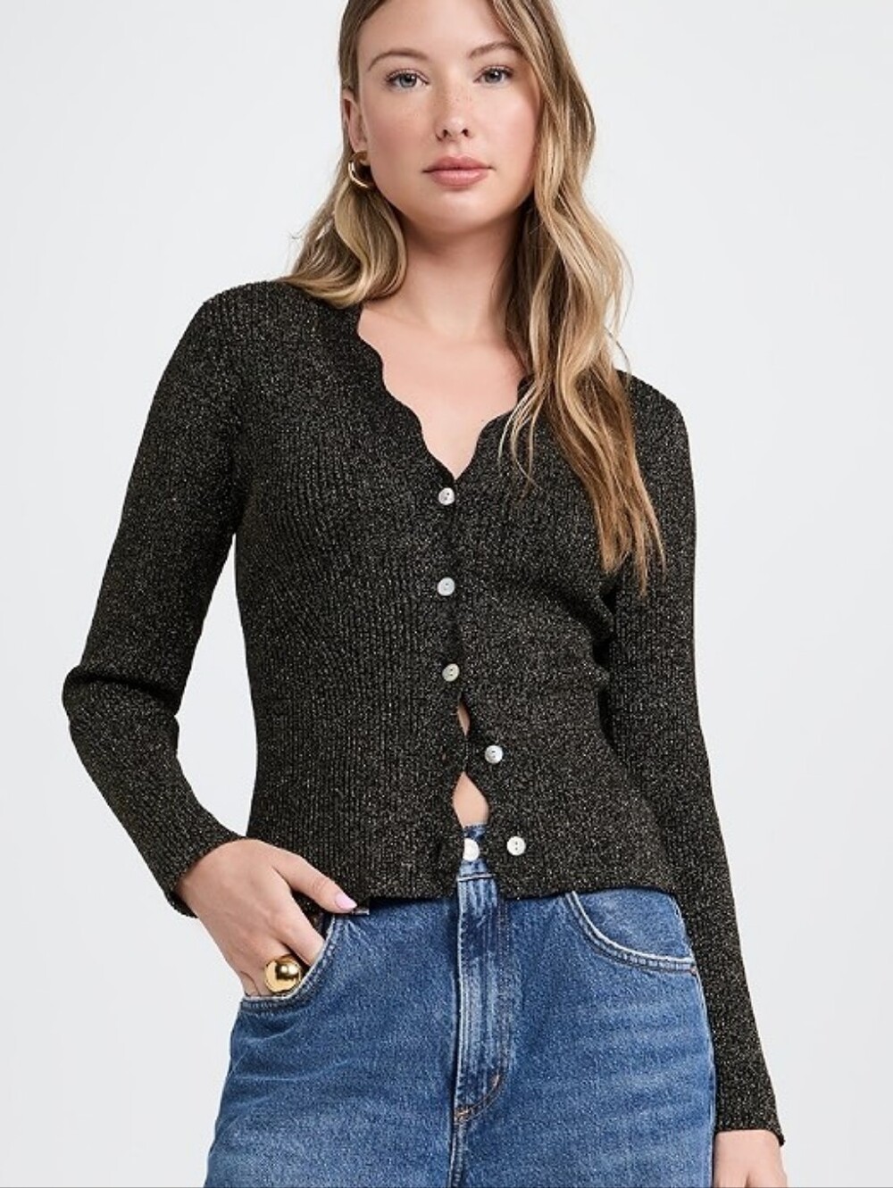 RAILS Dita Cardigan Gold Metallic Medium